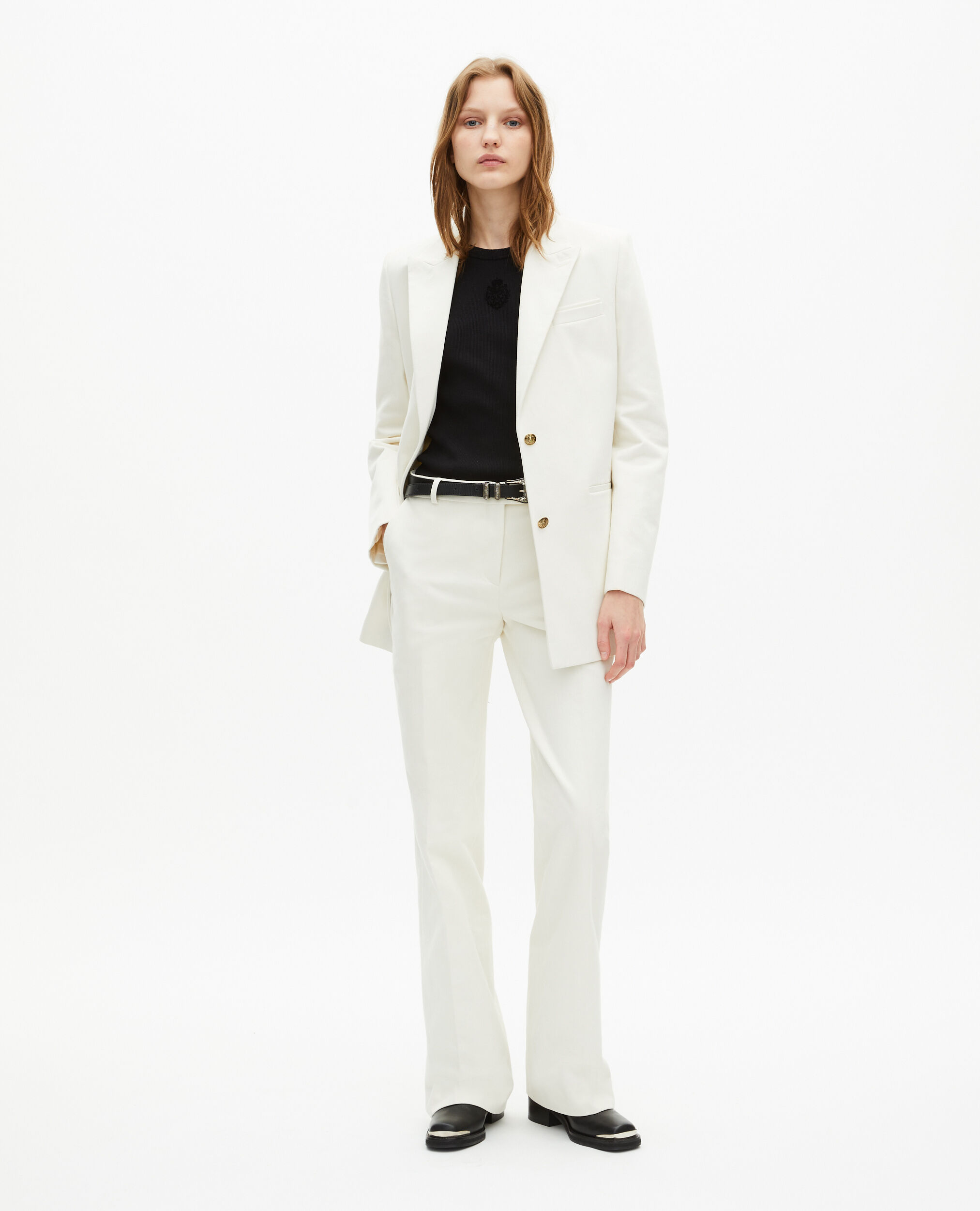 Veste de tailleur en coton écrue, WHITE, hi-res image number null