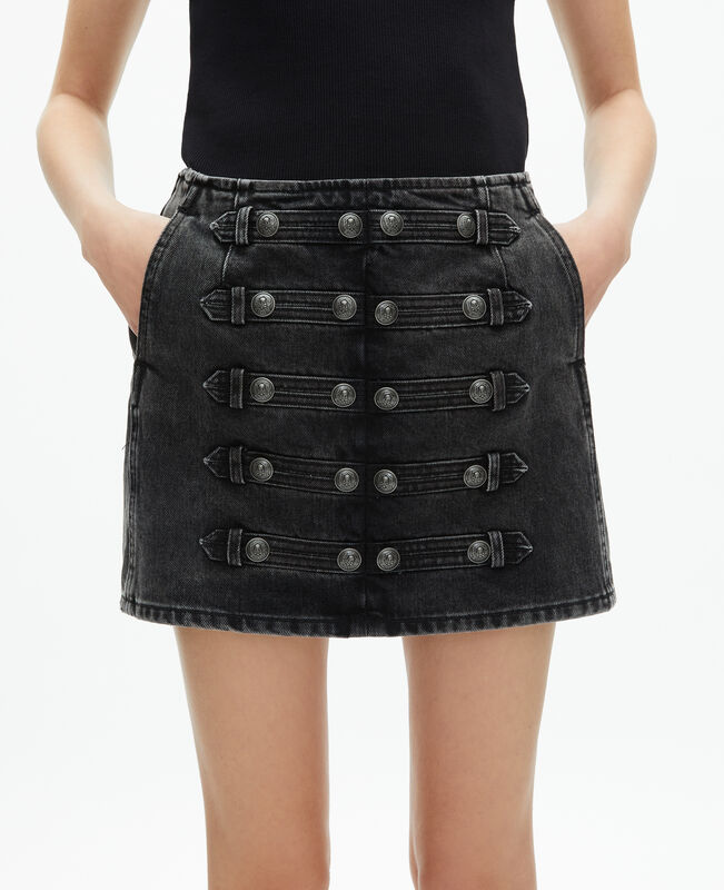 The Kooples FEMME BLACK WASHED jupe courte en denim grise