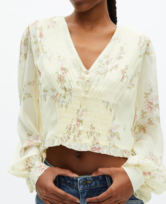 The Kooples FEMME YELLOW top imprimé fleuri jaune
