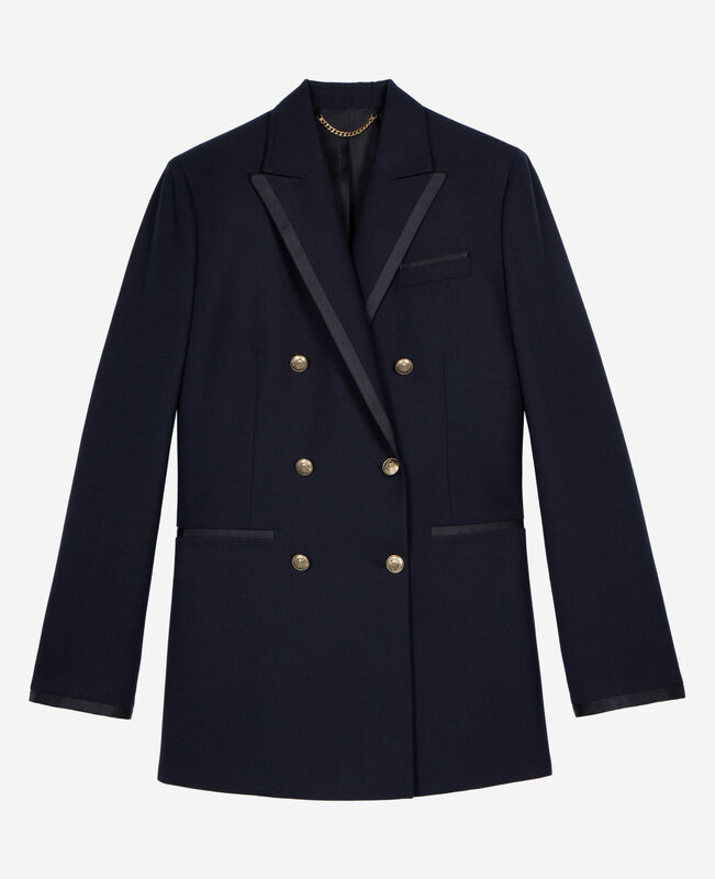 The Kooples FEMME DARK NAVY veste tailleur en laine mélangée bleu marine