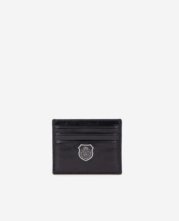 The Kooples MIXTE BLACK porte cartes blason en cuir noir