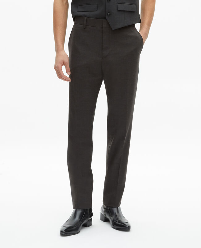 The Kooples HOMME BLACK GREY pantalon de costume en laine mélangée micro carreaux noir