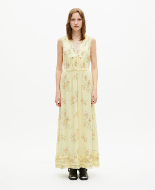 The Kooples FEMME YELLOW robe longue imprimé fleuri jaune