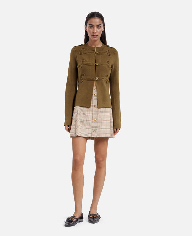 The Kooples FEMME KAKI cardigan en laine style officier kaki