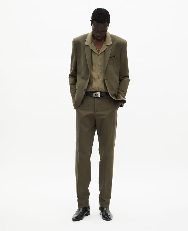 The Kooples HOMME KAKI veste de costume en coton - lin kaki