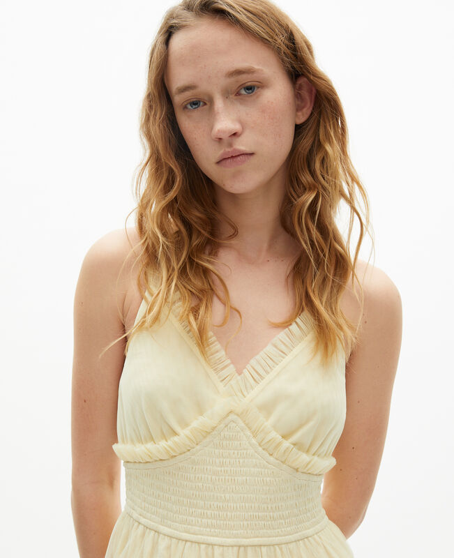 The Kooples FEMME LIGHT YELLOW robe longue en tulle jaune