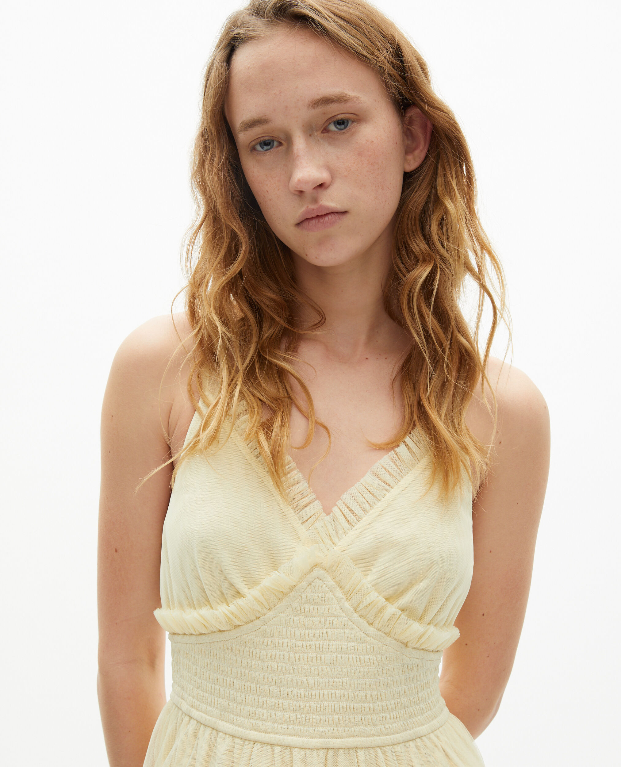 Robe longue en tulle jaune, LIGHT YELLOW, hi-res image number null