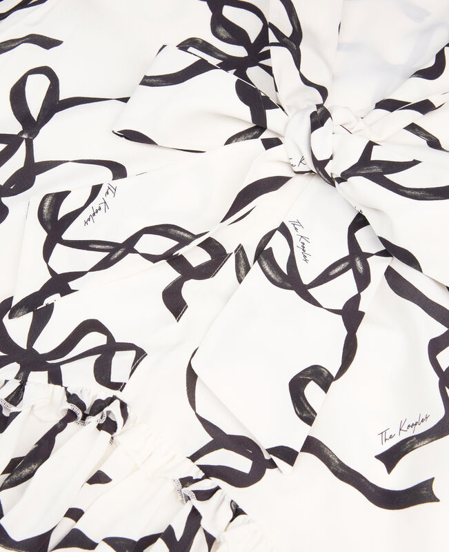 The Kooples FEMME WHITE / BLACK robe courte en soie imprimé rubans