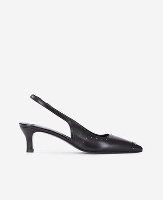 The Kooples WOMEN BLACK slingback pumps in black leather with studs