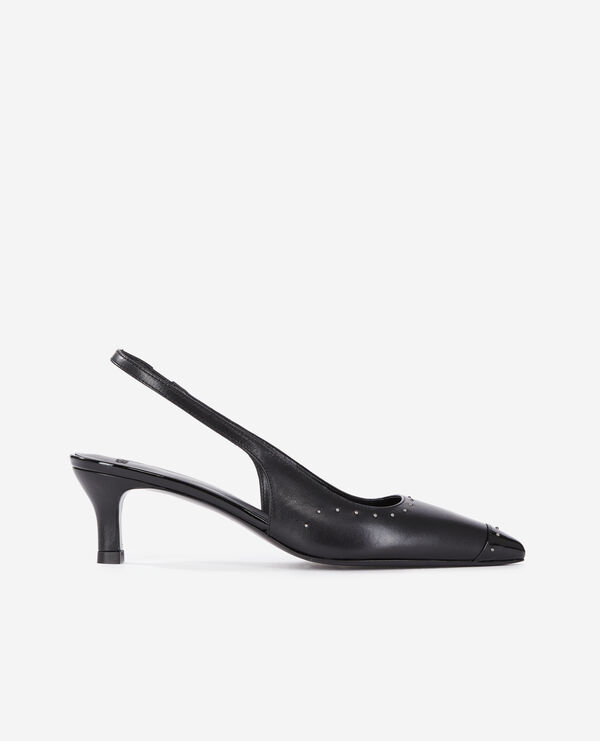 The Kooples FEMME BLACK escarpins à bride arrière en cuir noir avec clous