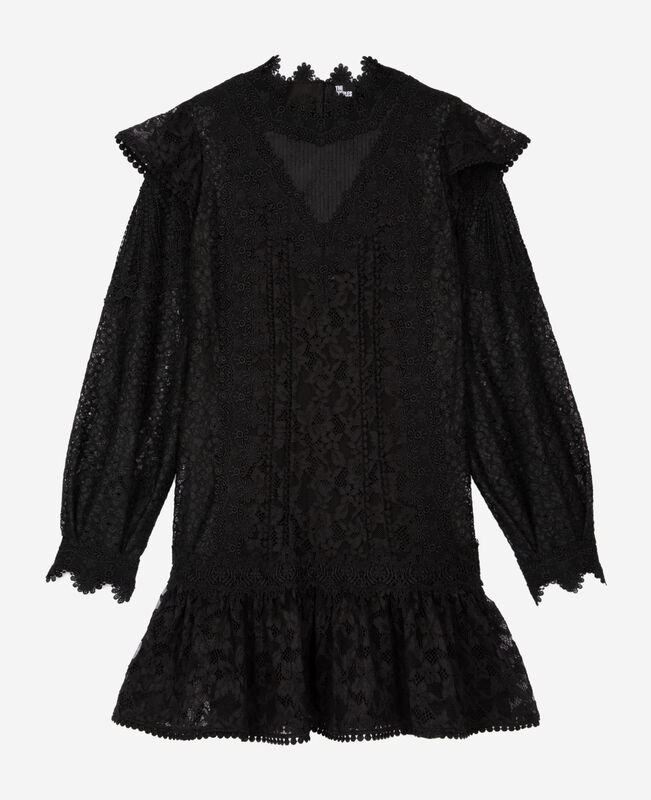 The Kooples FEMME BLACK robe courte en dentelle noire