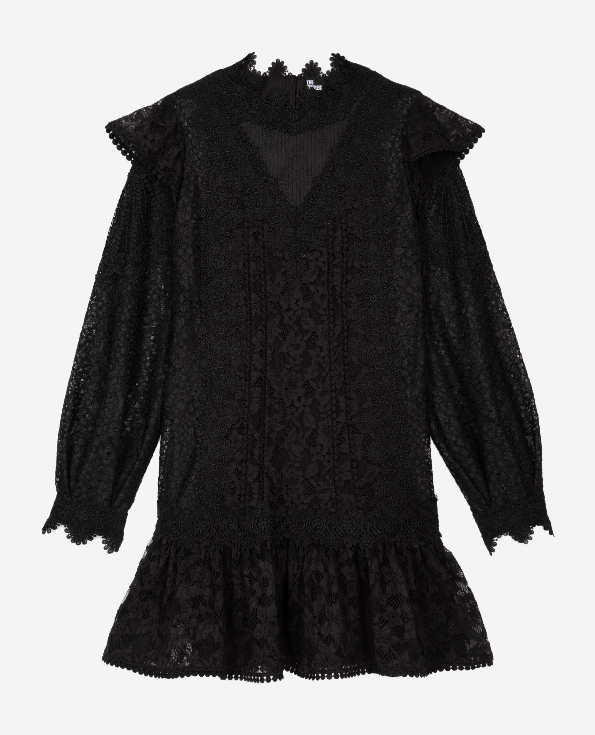 Robe courte en dentelle noire, BLACK, hi-res image number null