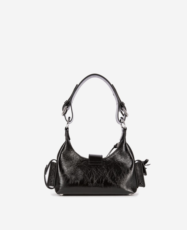 The Kooples FEMME BLACK sac amelia small en cuir craquelé noir