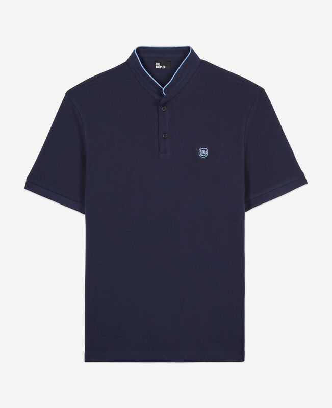 The Kooples HOMME NAVY/ PIPING NAVY polo en coton piqué bleu marine