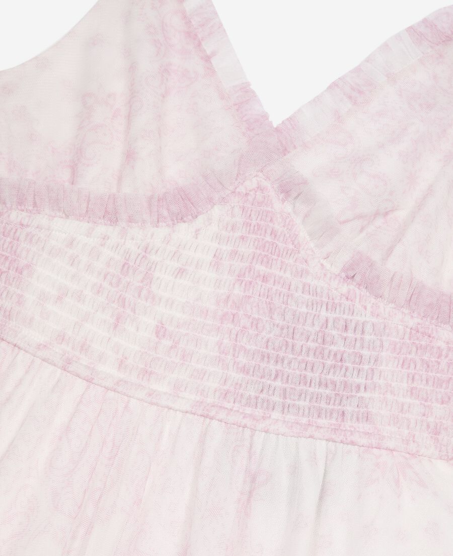 The Kooples FEMME WHITE - PINK robe longue en tulle imprimé rose pâle