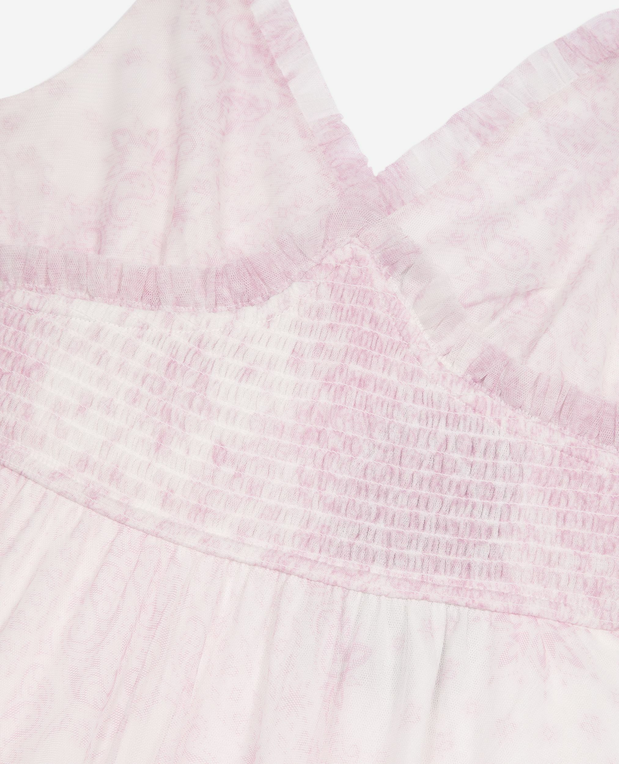 Robe longue en tulle imprimé rose pâle, WHITE - PINK, hi-res image number null