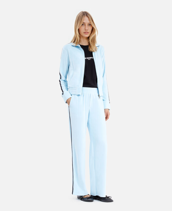 The Kooples FEMME BABY BLUE sweatshirt en velours bleu clair