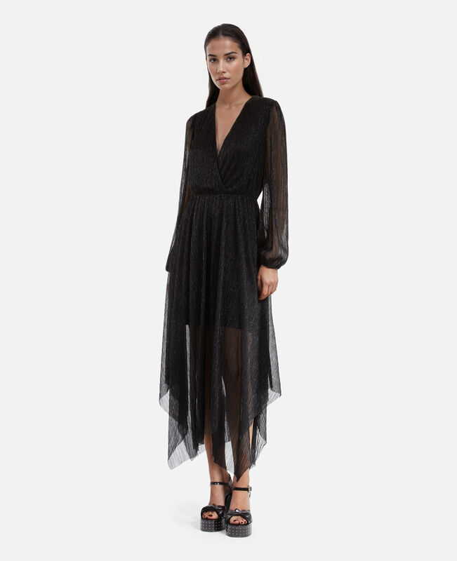 The Kooples FEMME BLACK robe longue plissée noire