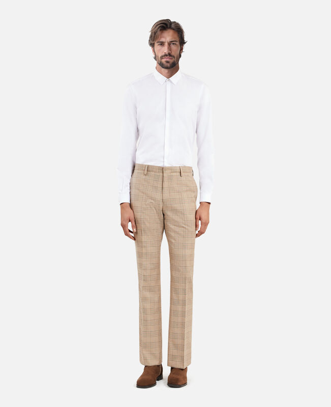 The Kooples HOMME BEIGE-BROWN pantalon de costume prince de galles beige