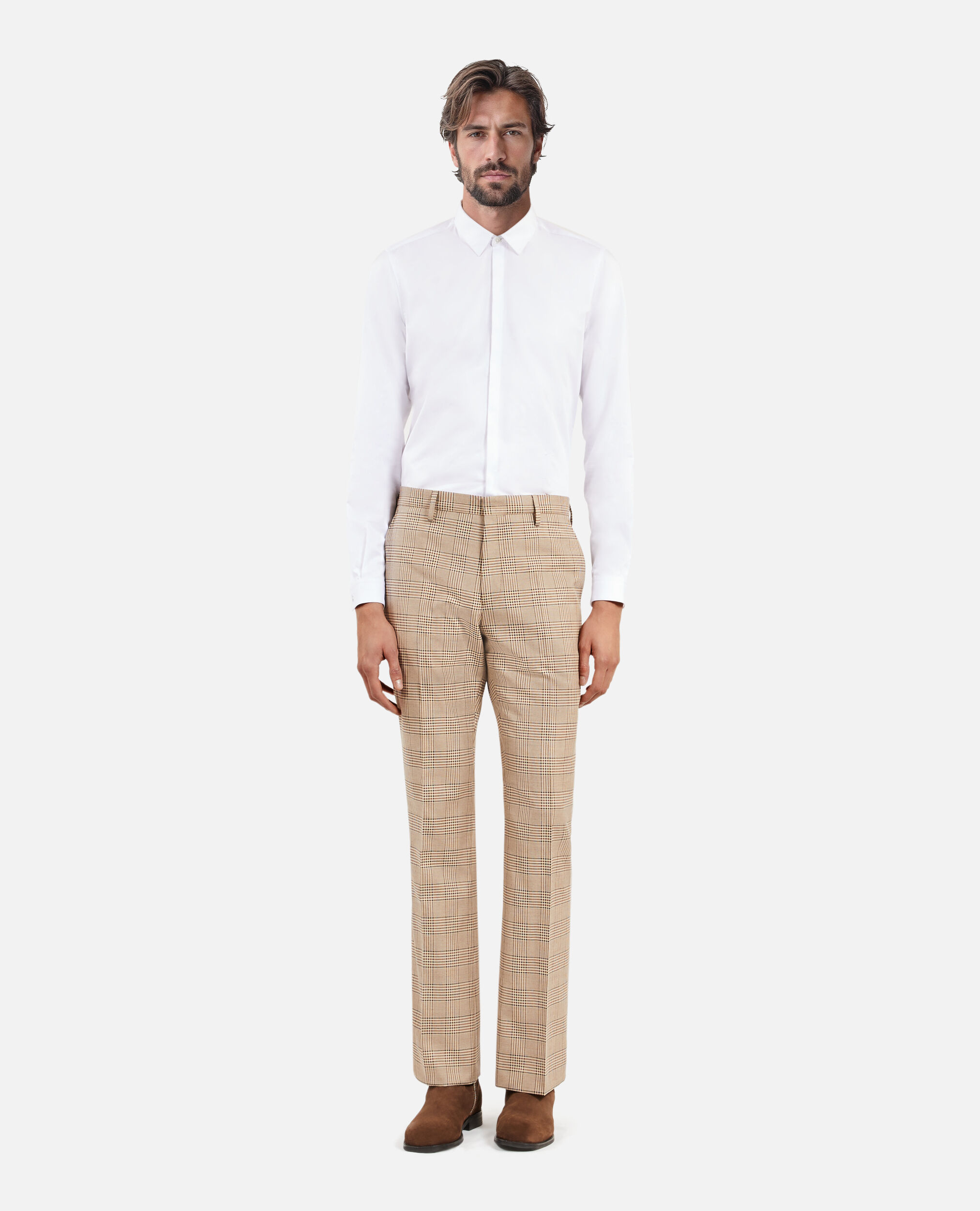Pantalon de costume prince de Galles beige, BEIGE-BROWN, hi-res image number null