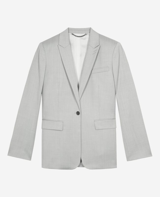 The Kooples FEMME BEIGE veste tailleur simple boutonnage grise