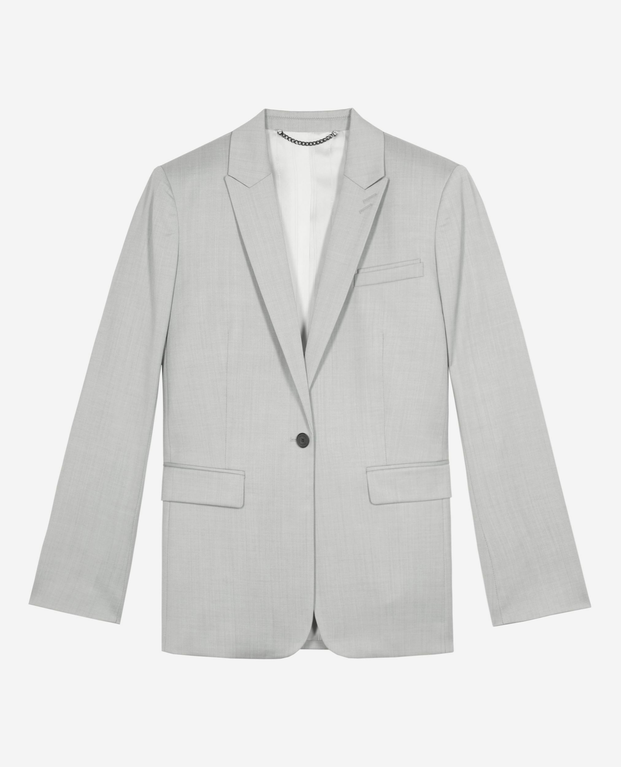 Veste tailleur simple boutonnage grise, BEIGE, hi-res image number null