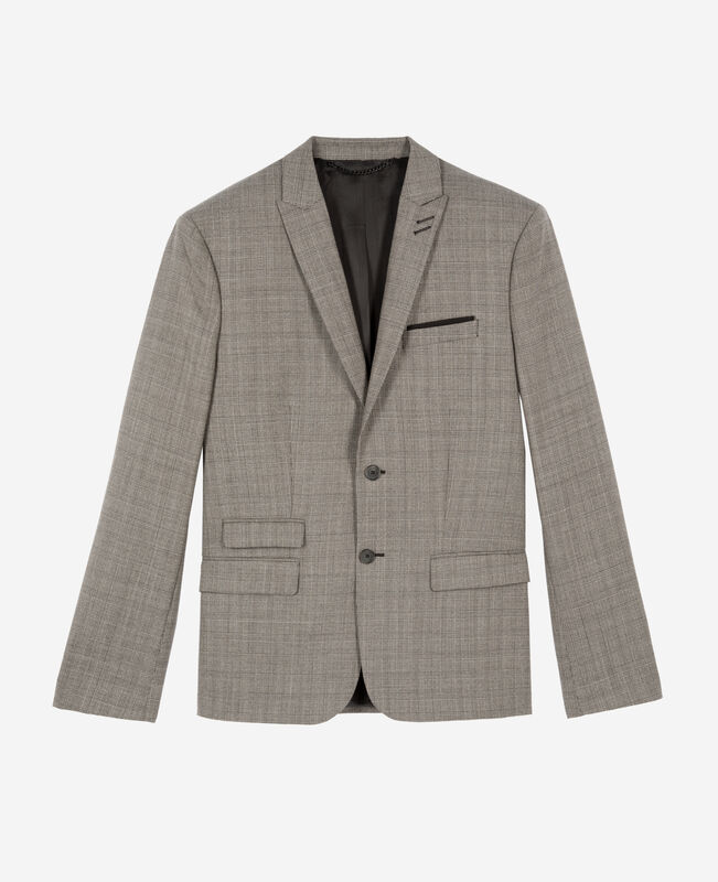 The Kooples HOMME BEIGE MELANGE veste de costume en laine prince de galles beige