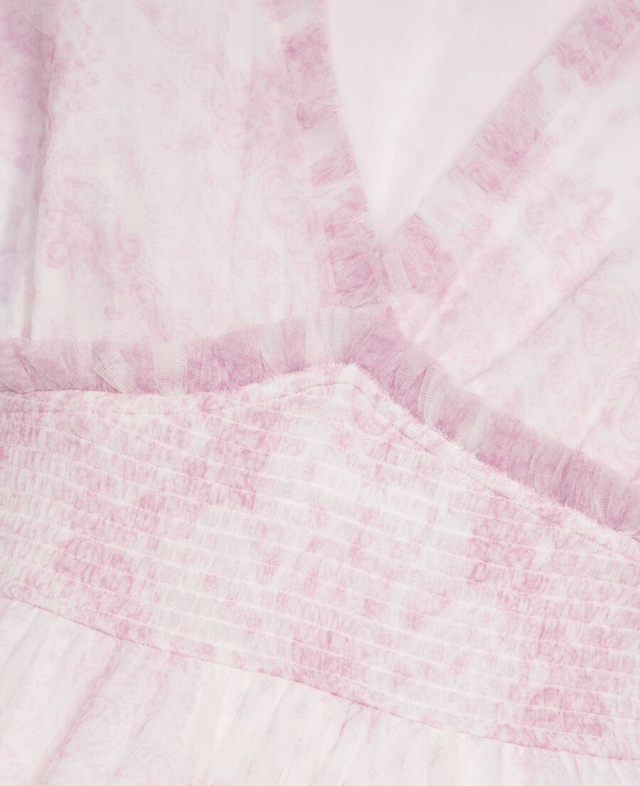The Kooples FEMME WHITE - PINK robe courte en tulle imprimé rose pâle
