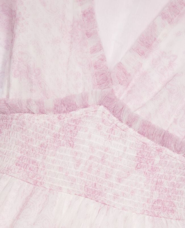 The Kooples FEMME WHITE - PINK robe courte en tulle imprimé rose pâle