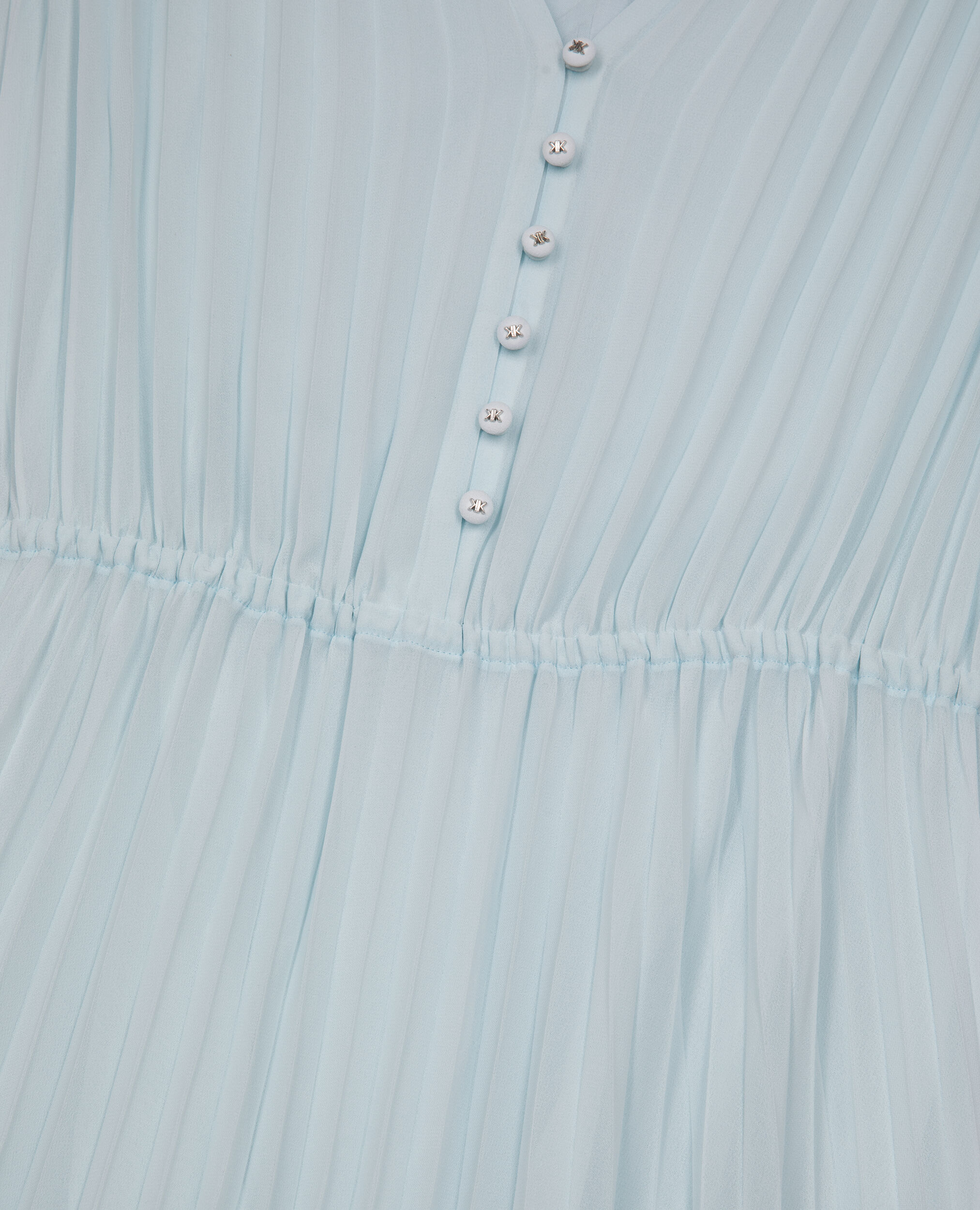 Robe longue avec plissage bleue clair et plumetis, BABY BLUE, hi-res image number null