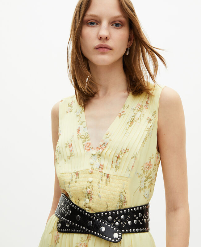 The Kooples FEMME YELLOW robe longue imprimé fleuri jaune