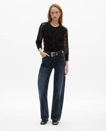 The Kooples FEMME BLACK cardigan en laine et dentelle noir