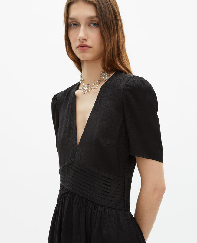 The Kooples FEMME BLACK robe longue en jacquard noire