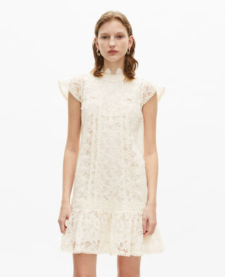 The Kooples FEMME ECRU robe courte en dentelle écrue