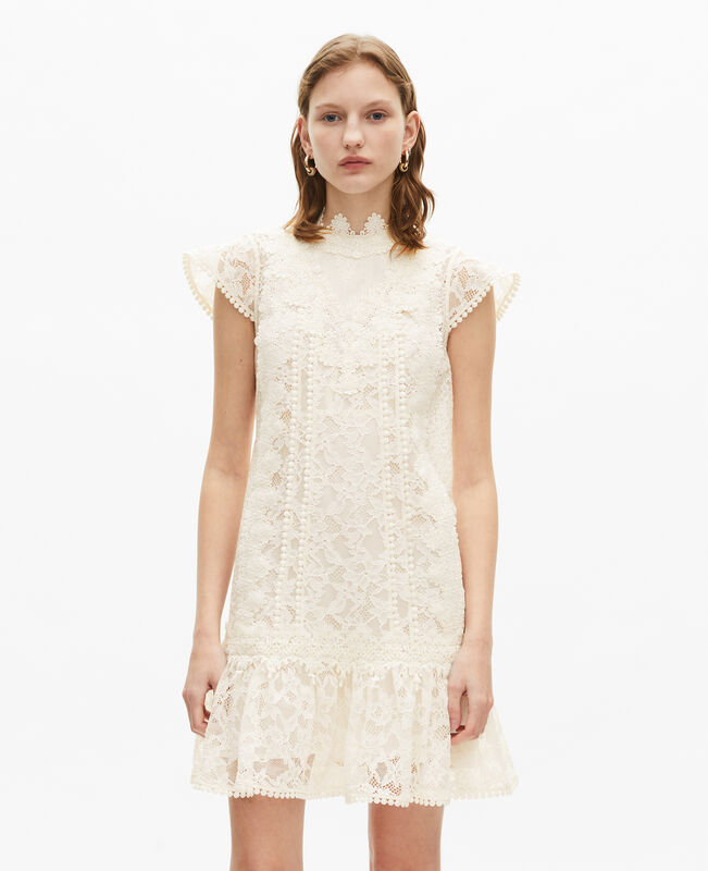 The Kooples FEMME ECRU robe courte en dentelle écrue