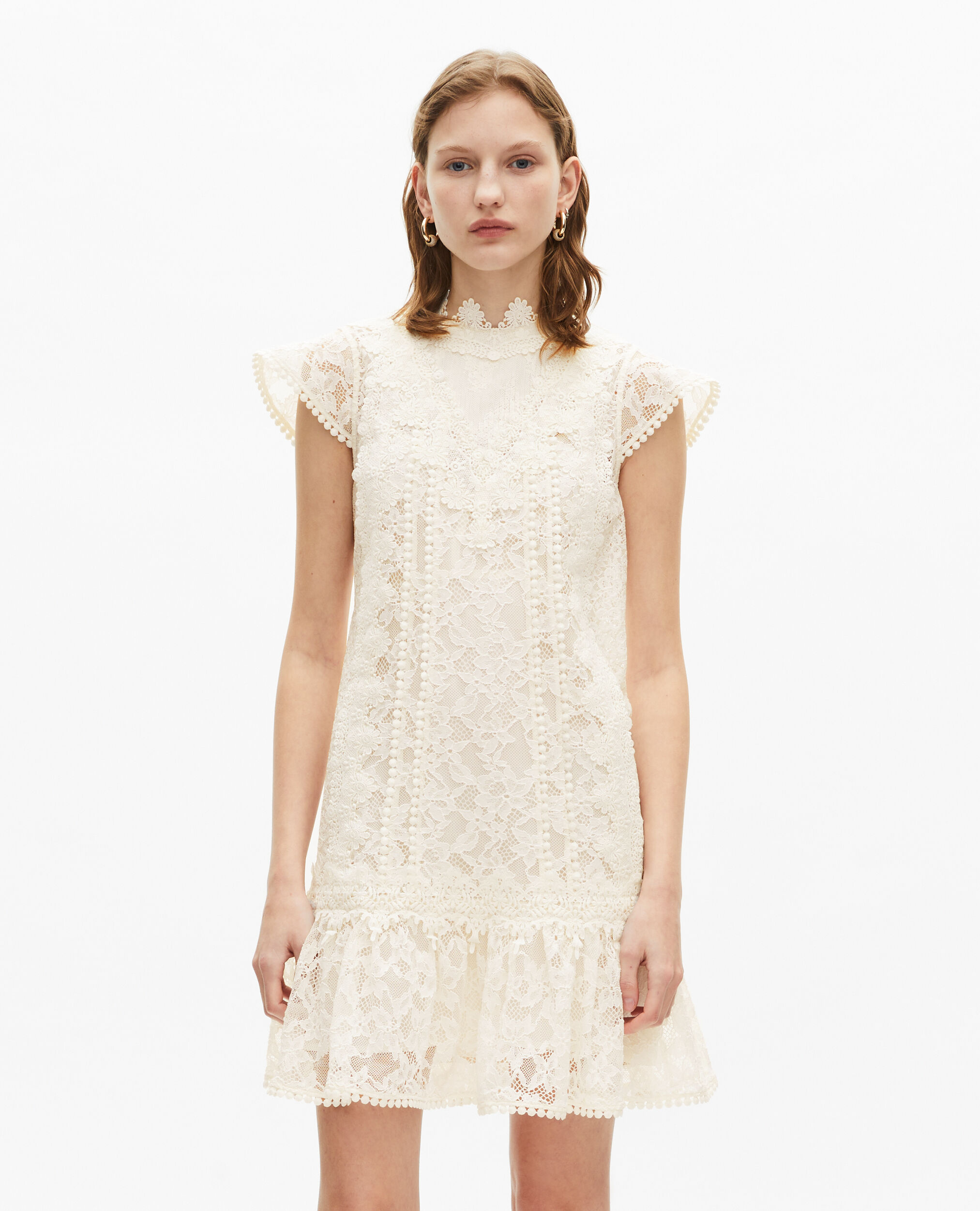 Robe courte en dentelle écrue, ECRU, hi-res image number null