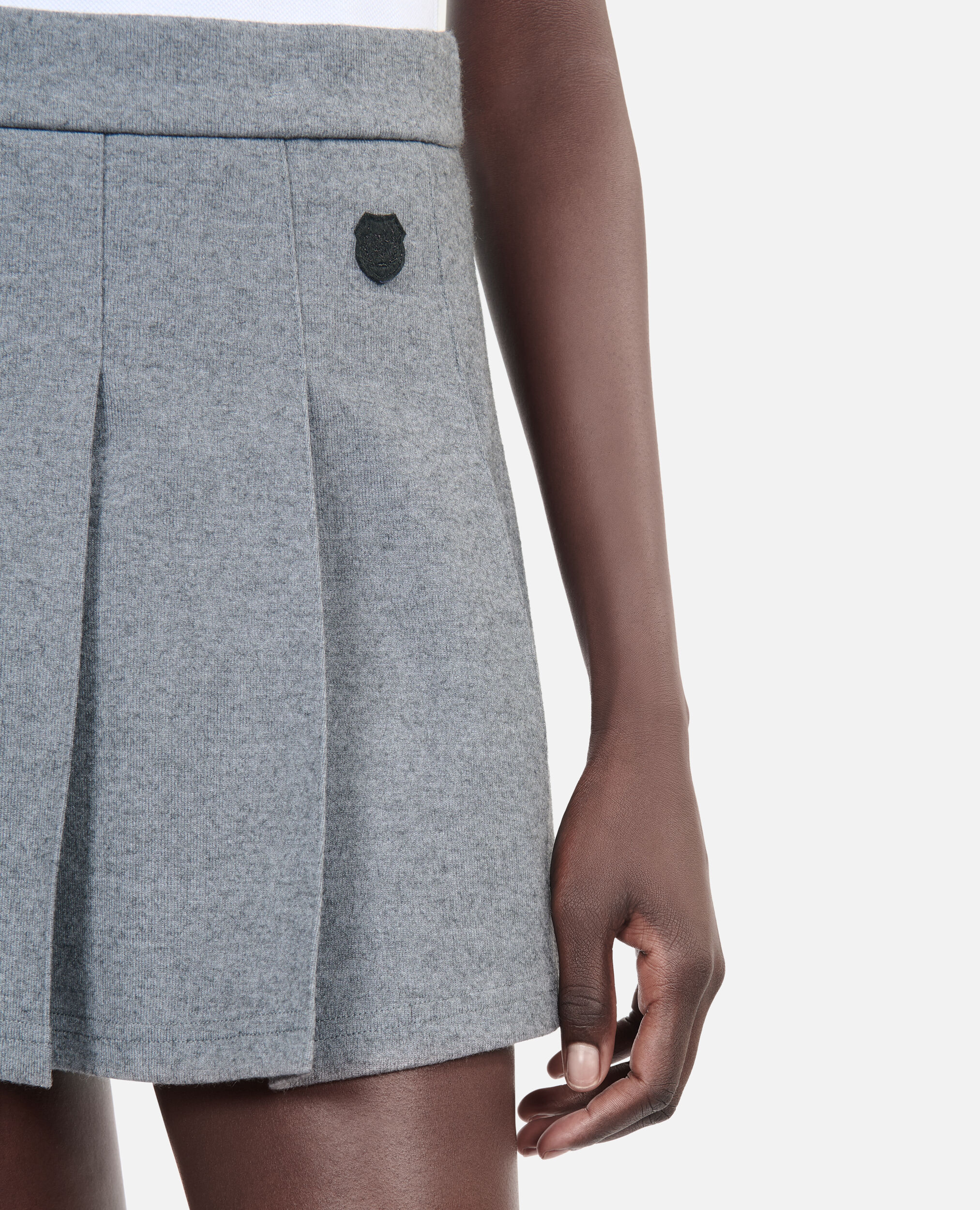 Jupe courte plissée grise, GREY MELANGE, hi-res image number null