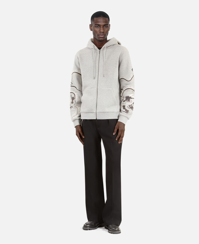 The Kooples HOMME GREY MELANGE sweatshirt à capuche avec manches brodées gris