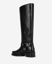 The Kooples FEMME BLACK bottes à sangles en cuir noir
