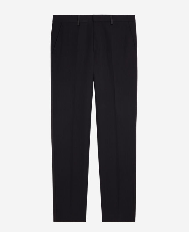 The Kooples HOMME BLACK pantalon de smoking avec détails en satin droit noir