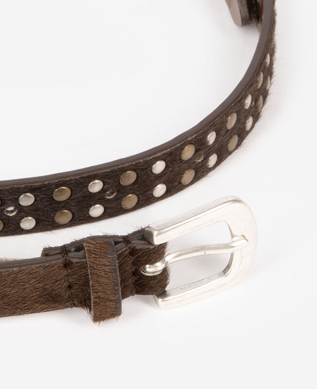 The Kooples FEMME BROWN ceinture fine en cuir marron