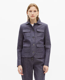 The Kooples FEMME BLUE veste courte en coton et lin bleue