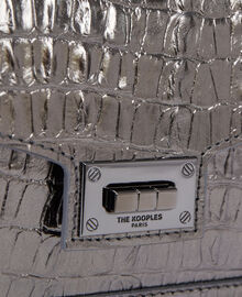 The Kooples FEMME GUN METAL SILVER sac emily small en cuir effet crocodile gunmetal
