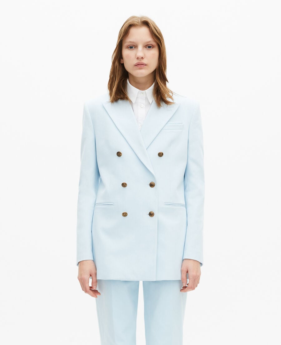 The Kooples FEMME LIGHT BLUE veste de tailleur en coton bleue