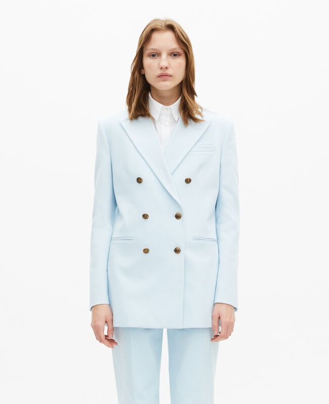 The Kooples FEMME LIGHT BLUE veste de tailleur en coton bleue