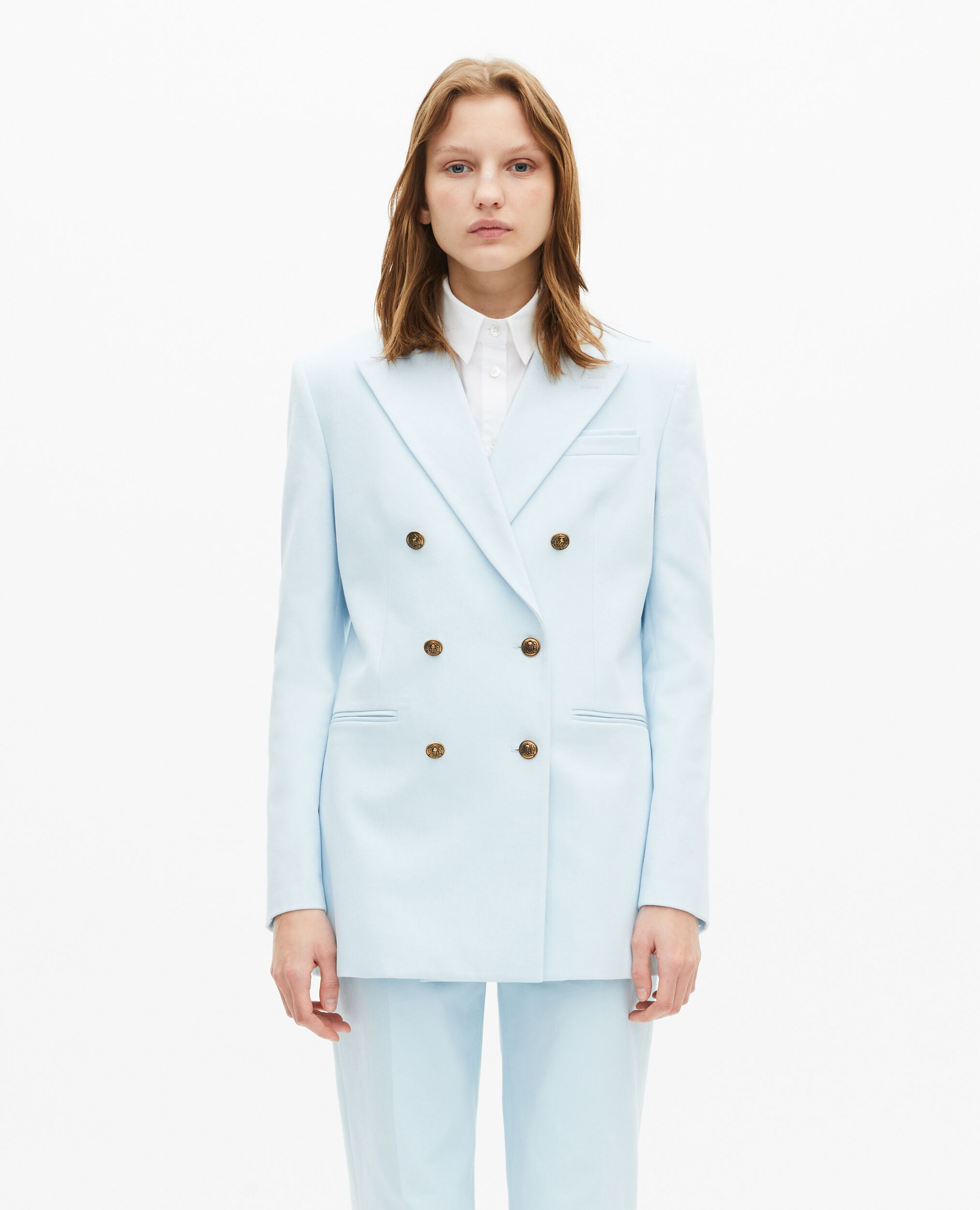 Veste de tailleur en coton bleue, LIGHT BLUE, hi-res image number null