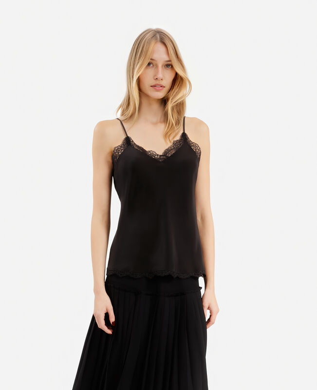 The Kooples FEMME BLACK caraco en soie noir