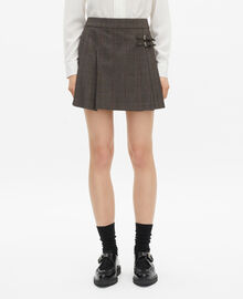 The Kooples FEMME BROWN jupe courte prince de galles en laine marron