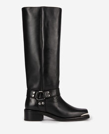 The Kooples FEMME BLACK bottes à sangles en cuir noir