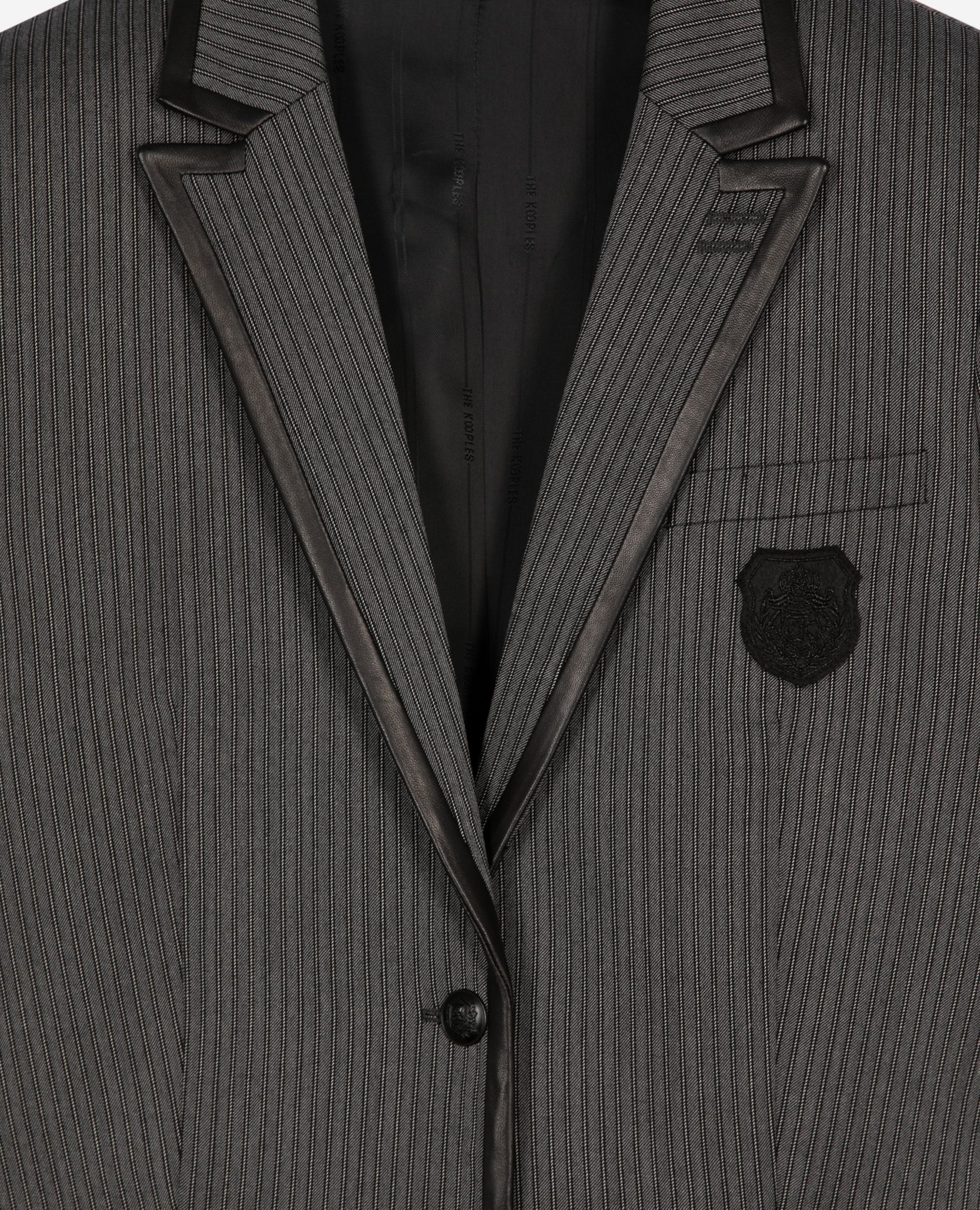 Veste à rayures en laine mélangée grise, DARK GREY, hi-res image number null